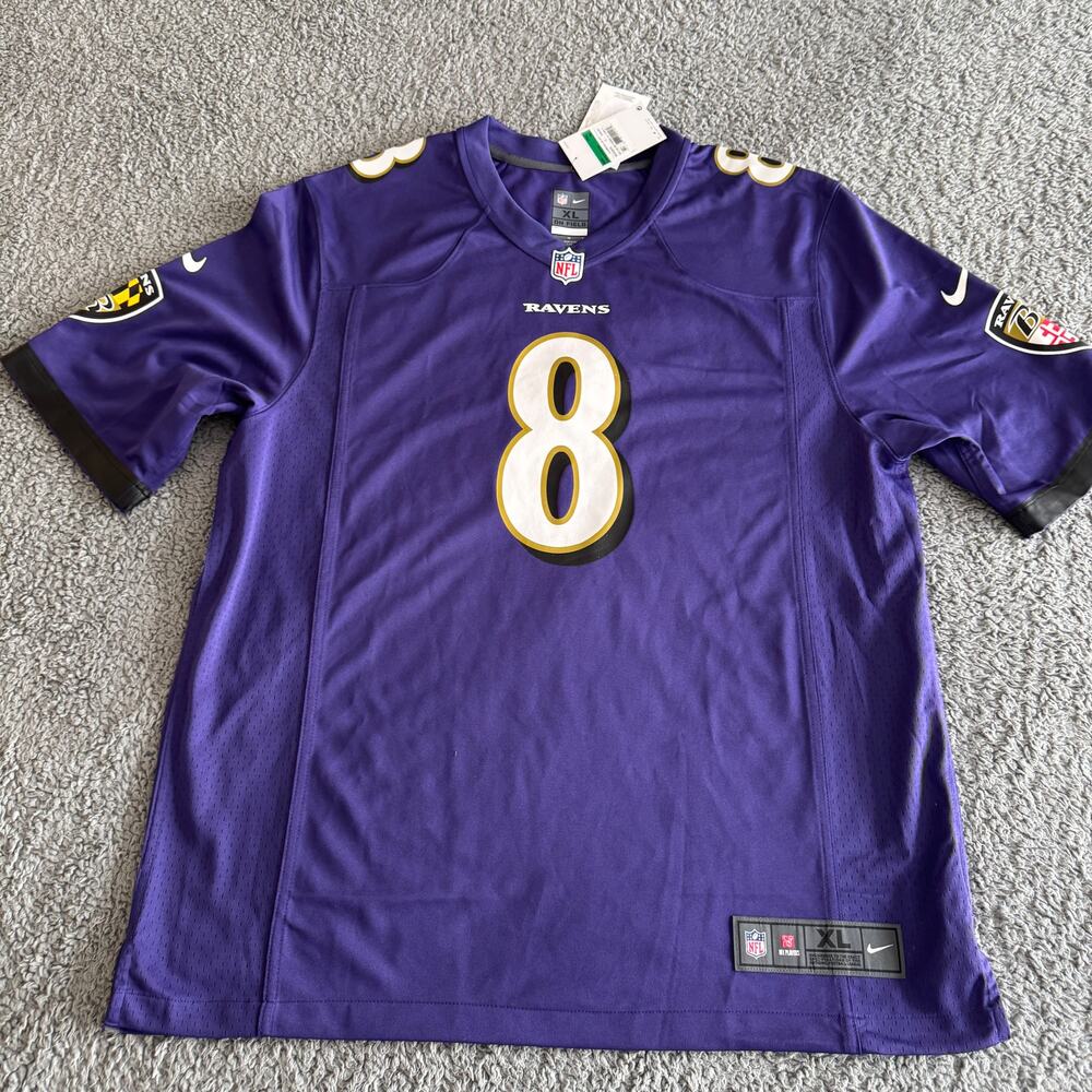 NWT Nike Lamar Jackson NFL Baltimore Ravens Purple #8 Game Jersey Men's XL